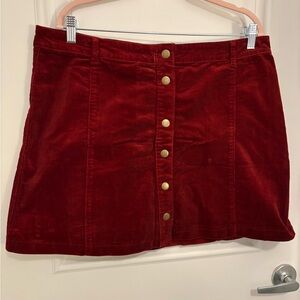 Modcloth Red Corduroy Button-Front Mini Skirt